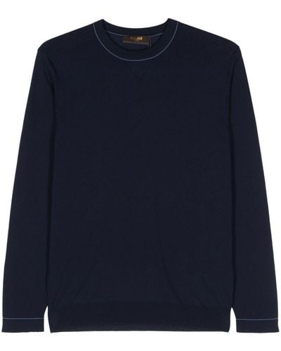 Moorer Tristand Fine-knit Cotton Sweater - Blue