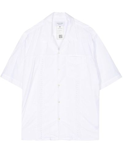 Marine Serre Lace-detail cotton shirt - Blanc