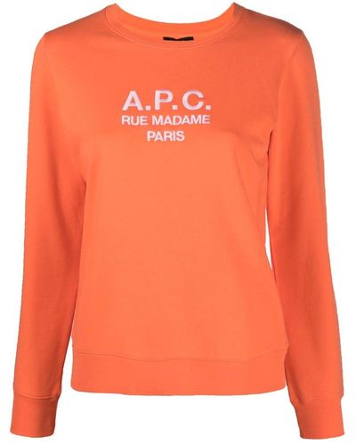 A.P.C. Sweatshirt mit Logo-Stickerei - Orange