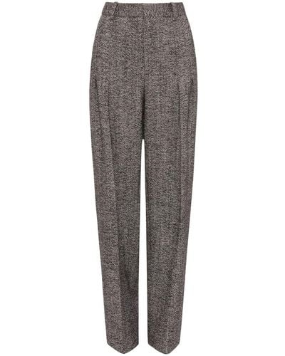 Victoria Beckham Herringbone-pattern Tailored Pants - Gray