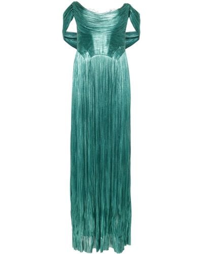 Maria Lucia Hohan Robe longue en soie à design plissé - Vert