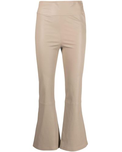 DESA NINETEENSEVENTYTWO Cropped-leg Flared Leather Trousers - Natural