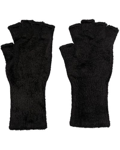 SAPIO Fingerless Fleece-finish Gloves - Black