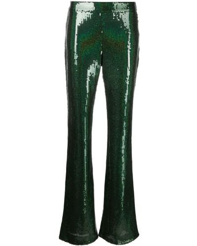 BCBGMAXAZRIA High-waisted Sequinned Flared Pants - Green