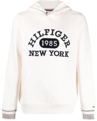 Tommy Hilfiger Embroidered-logo Cotton Hoodie - White