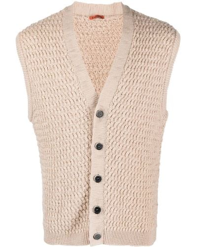 Barena Wool V-neck Button-up Vest - Natural