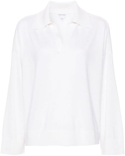 Bottega Veneta Logo-embroidered Ribbed Sweater - White