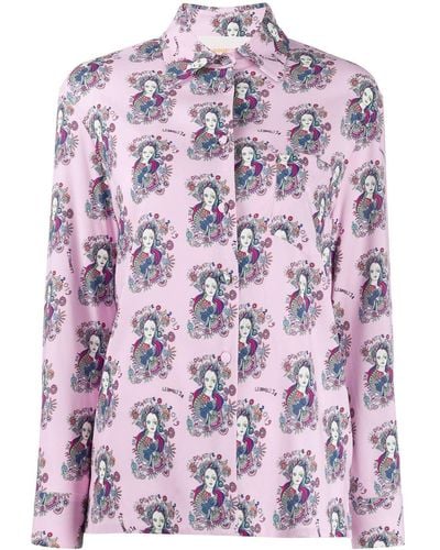 La DoubleJ Shirt Met Print - Roze