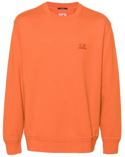 C.P. Company Logo-embroidered Cotton Sweatshirt - Orange