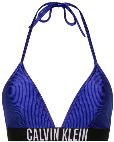Calvin Klein Logo-underband Triangle Bikini Top - Blue