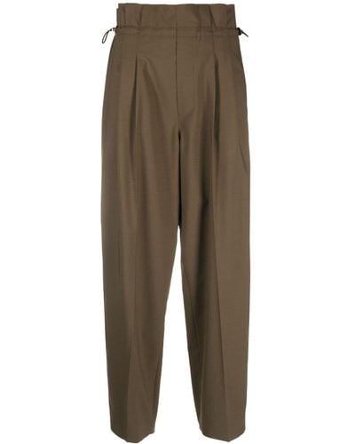 Moncler Pantalones anchos con cintura paperbag - Verde