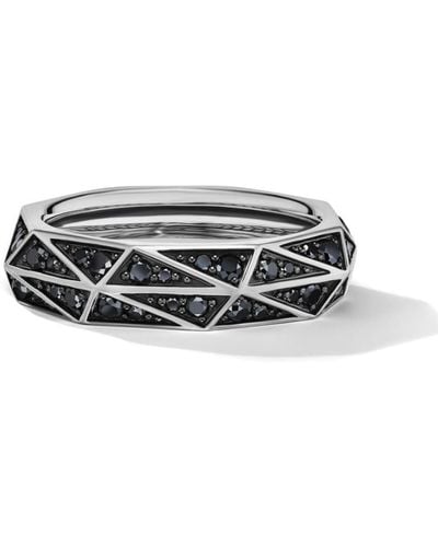 David Yurman Torqued Sterling-silver Black Diamond Ring - White