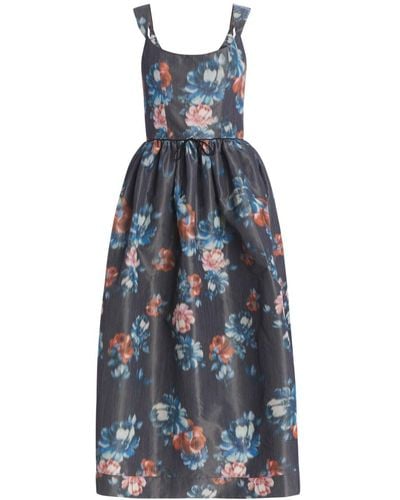 Markarian Apple Floral-print Midi Dress - Blue