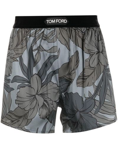 Tom Ford Floral-print Boxer Shorts - Grey