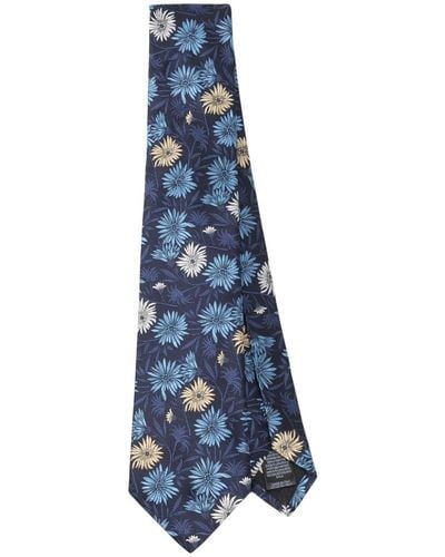 Paul Smith Floral-jacquard Silk Tie - Blue