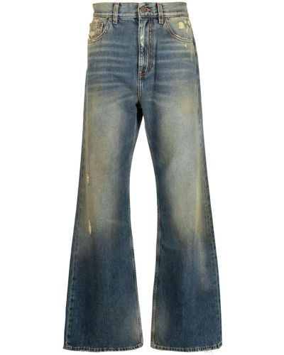 Palm Angels Ripped Straight-leg Jeans - Blue
