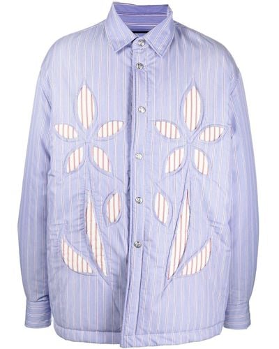 Bluemarble Striped Padded Shirt Jacket - Blue
