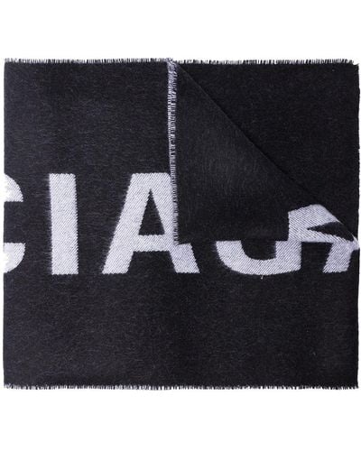 Balenciaga Black Large Logo Wool Scarf - Zwart