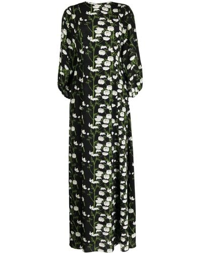 BERNADETTE Robe Roxette en soie à imprimé floral - Noir