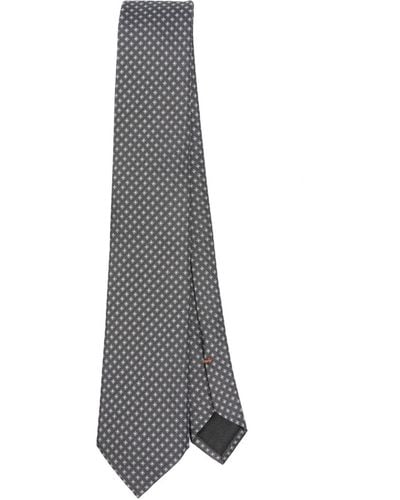 Zegna Geometric-pattern Silk Tie - Grey