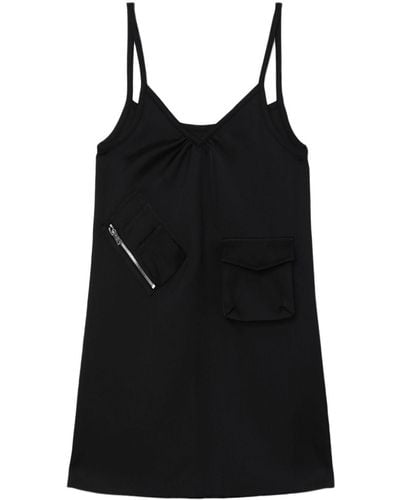 we11done V-neck Slip Minidress - Black