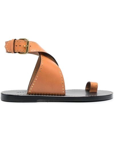 Isabel Marant Cross-strap Studded Sandals - Brown