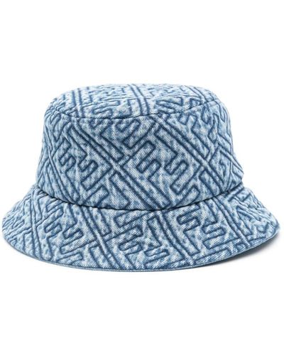 Fendi Sombrero de pescador vaquero con logo - Azul