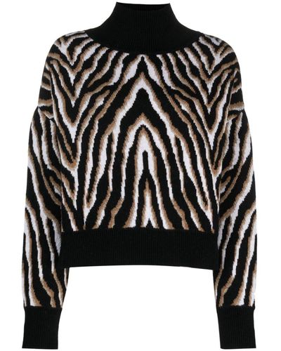 Erika Cavallini Semi Couture Pull en maille intarsia - Noir