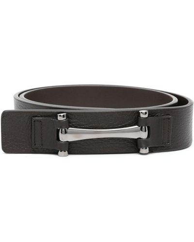 Canali Pebbled-leather Belt - Zwart