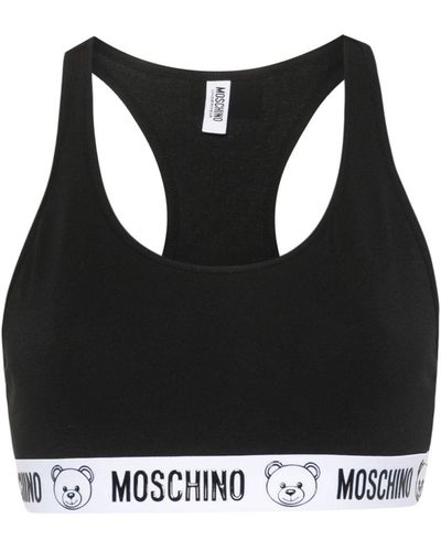 Moschino Haut crop à bande logo - Noir