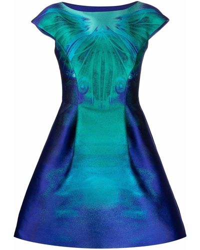 Alberta Ferretti グラフィック ドレス - ブルー