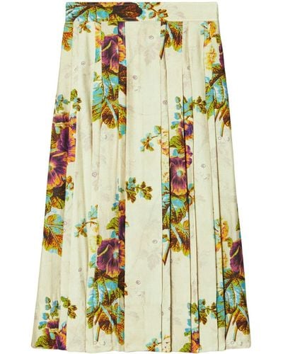 Tory Burch Floral-patterned Pleated Skirt - Yellow