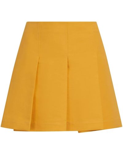 Marni Pleated Cotton Miniskirt - Yellow