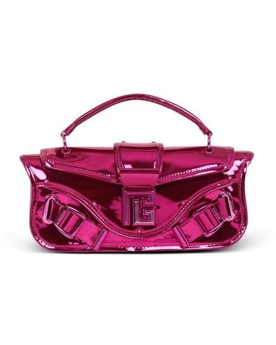 Balmain Blaze Metallic Leather Clutch Bag - Purple