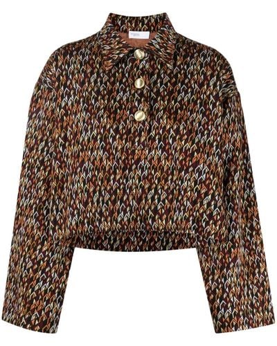 Rosetta Getty Patterned-jacquard Crop Polo Shirt - Brown