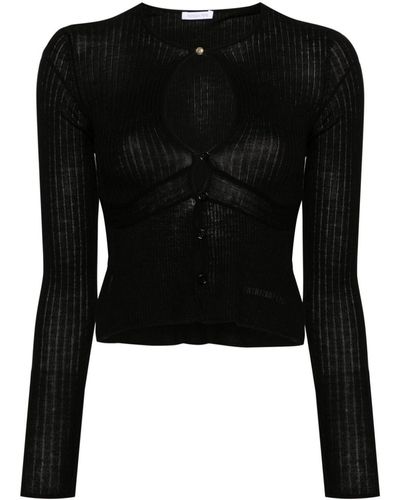 Patrizia Pepe Cardigan en laine à design nervuré - Noir