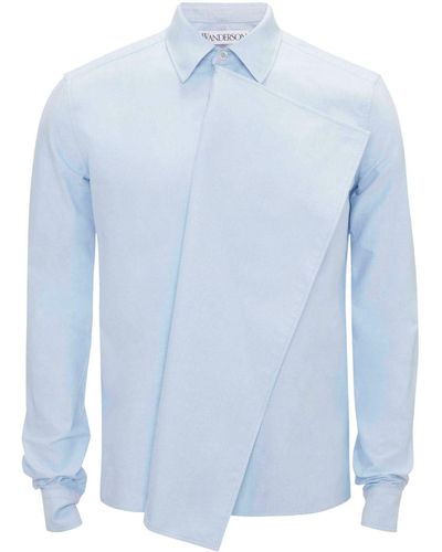 JW Anderson Draped-detailing Cotton Shirt - Blue