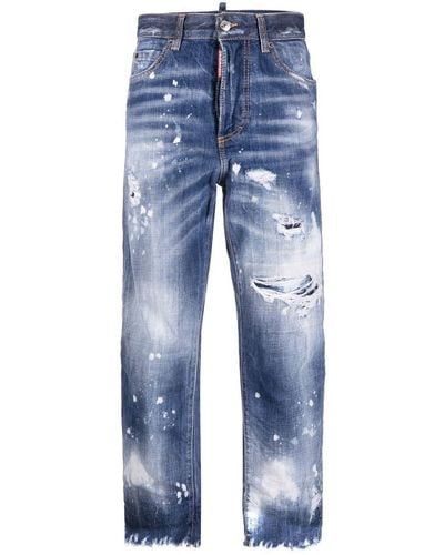 DSquared² Cropped-Jeans im Distressed-Look - Blau
