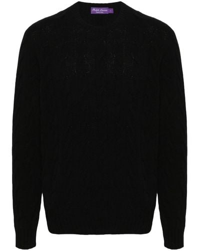 Ralph Lauren Purple Label Pull en cachemire à tricot torsadé - Noir