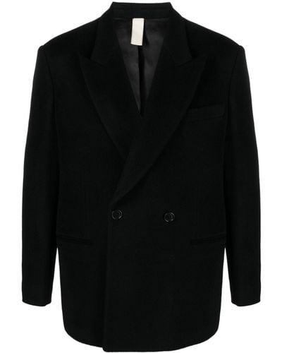 sunflower Double-breasted Wool-blend Coat - Black