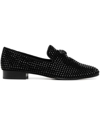 Kurt Geiger Ace Stud Crystal-embellished Loafers - Black