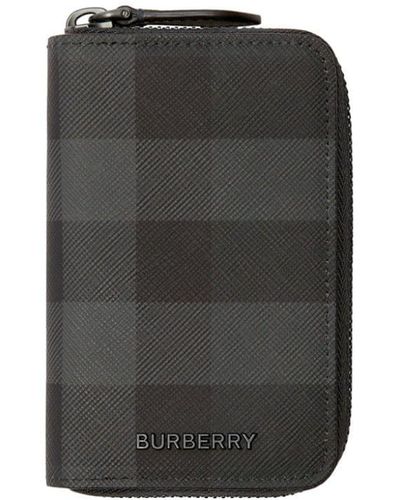 Burberry Logo-lettering Check-pattern Wallet - Black