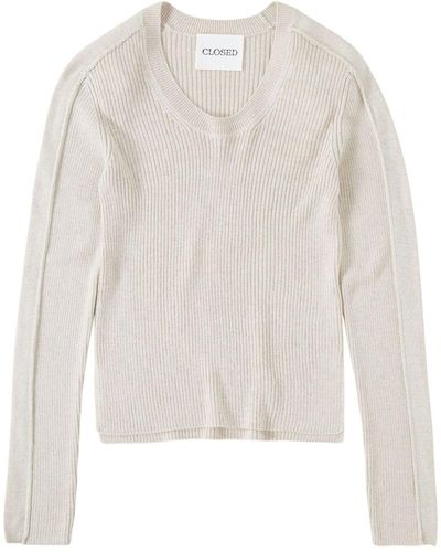 Closed Ribbed-knit Jumper - White