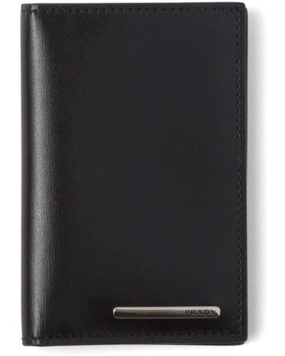 Prada Logo-plaque Folded Leather Cardholder - Black