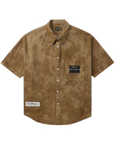 Izzue Abstract-print Cotton Shirt - Brown