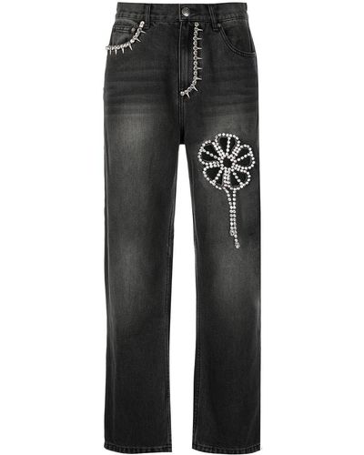 Area Gerade Jeans mit hohem Bund - Schwarz