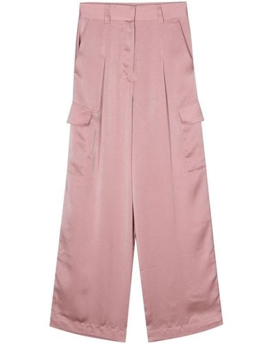 Ba&sh Cary Satin Straight-leg Cargo Trousers - Pink