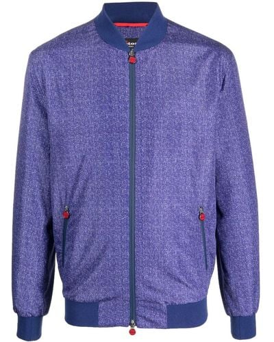 Kiton Chaqueta bomber con placa del logo - Azul