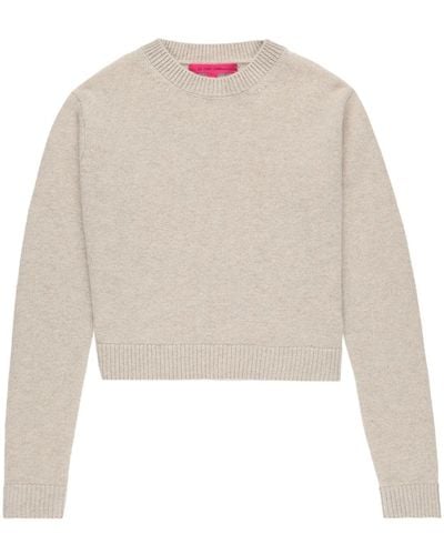The Elder Statesman Ribbed-edge Cashmere Cropped Sweater - White