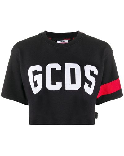 Gcds Cropped Logo T-shirt - Black